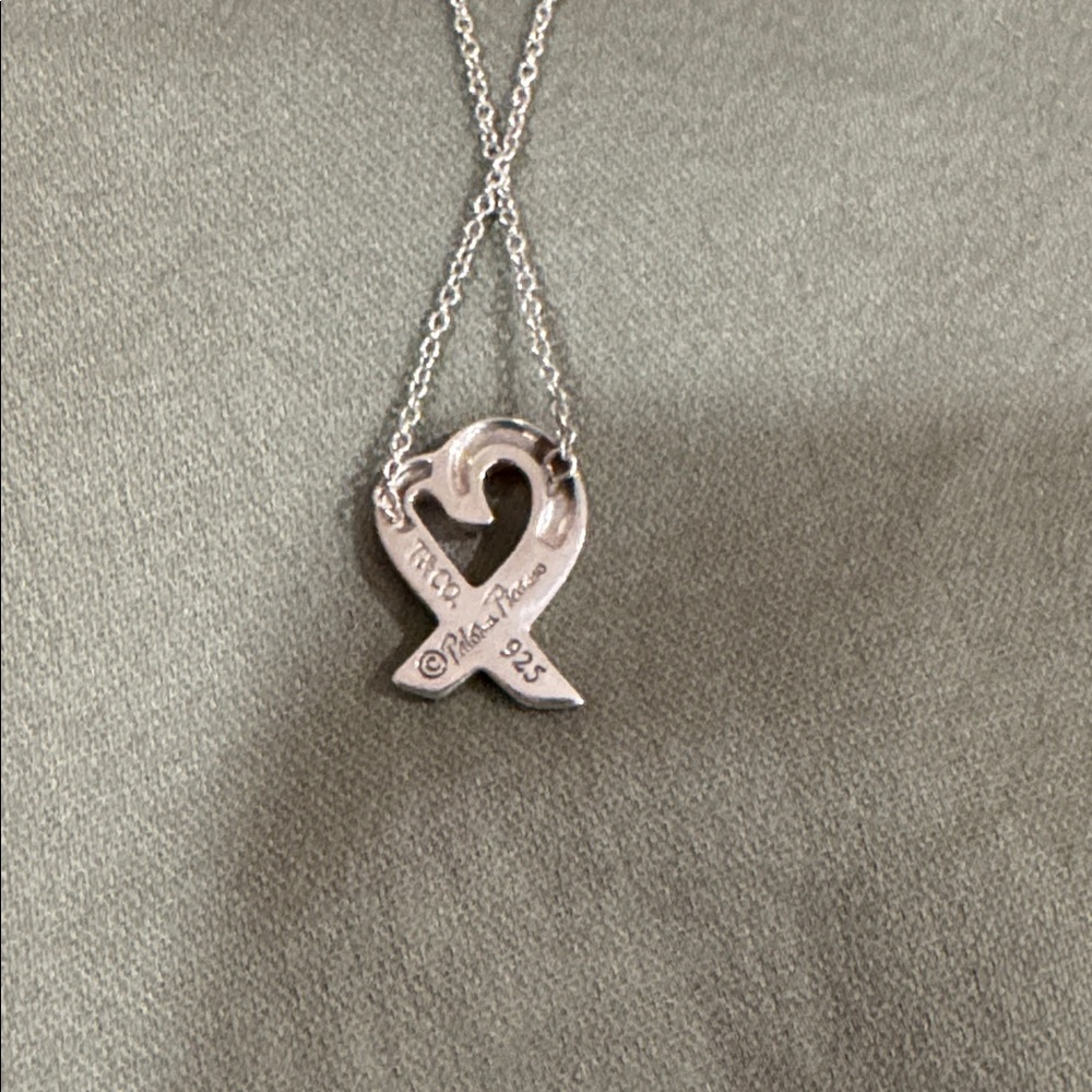 Tiffany & Co. Silver Paloma Picasso Loving Heart Necklace -#2 - Picture 3 of 9